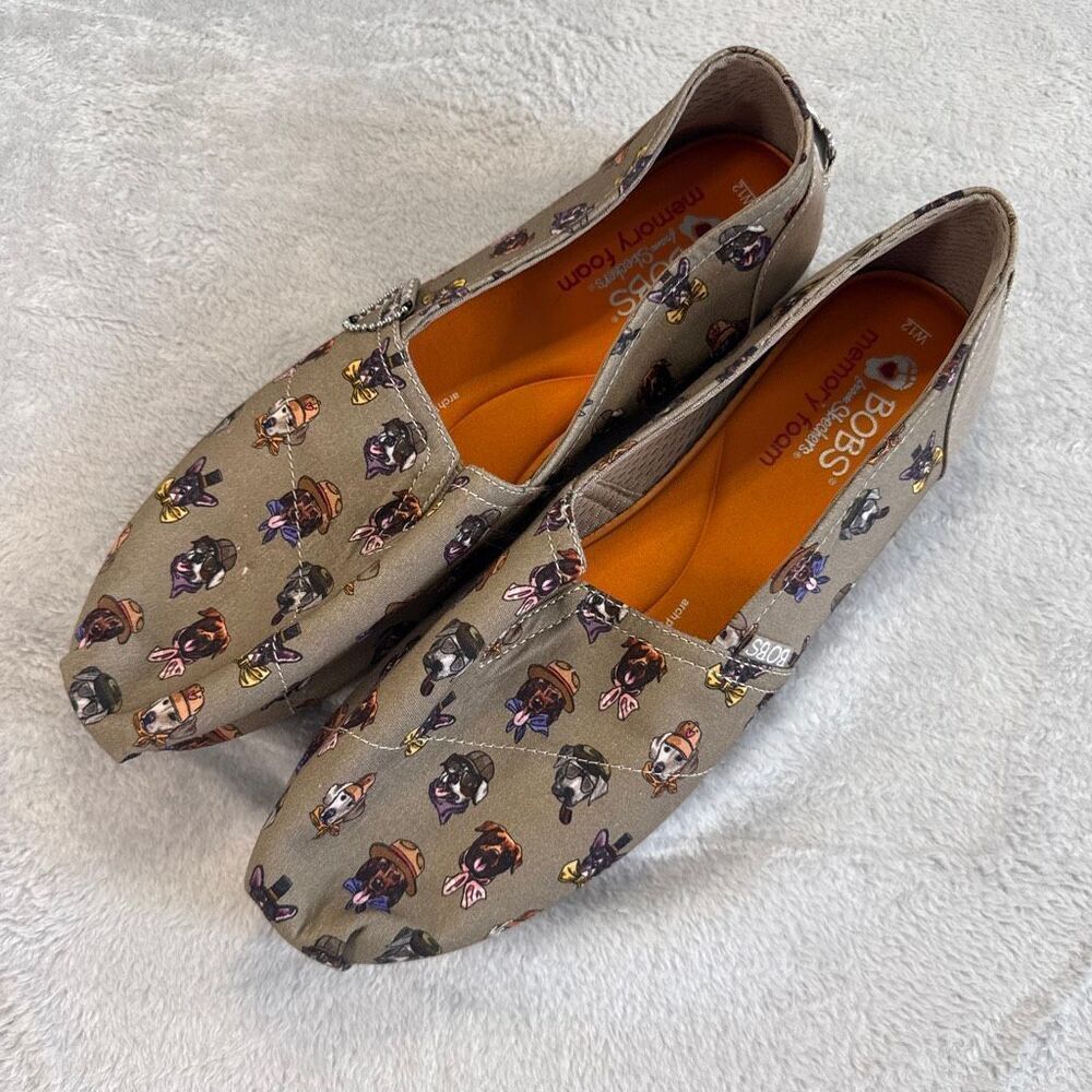BOBS for Sketchers Dogs In Hats Pattern Cushioned Flats Size 12
